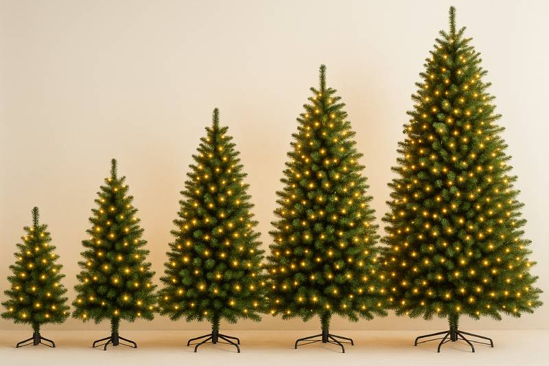 Alberi di Natale con diverse quantità di luci LED